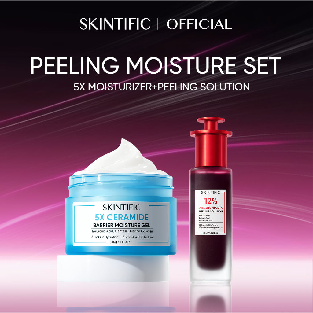 2PCS SKINCARE SET | ACID PEELING SOLUTION SERUM 30ML & 5X CERAMIDE BARRIER MOISTURIZER GEL 30G